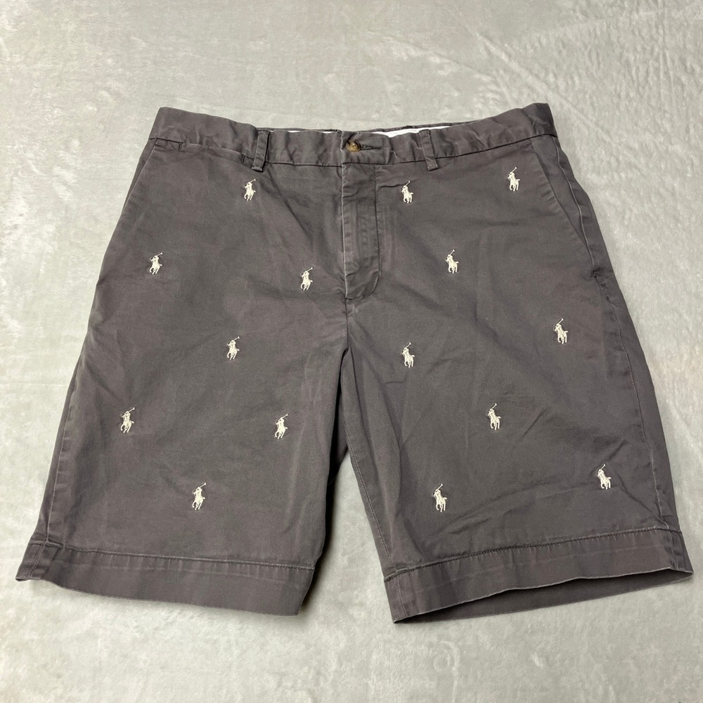 Polo Ralph Lauren All Over Pony 8" Shorts Stretch Classic Fit Gray Mens 32
